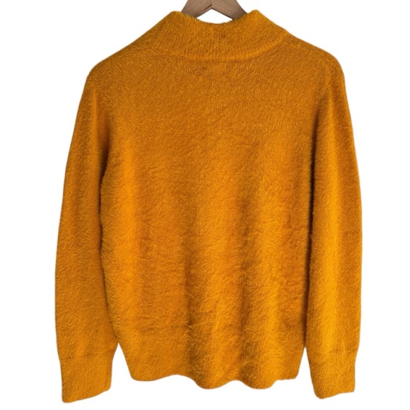Who What Wear Mustard Yellow Fuzzy Sweater Size L Mock Neck Pullover Cozy Soft - Picture 6 of 12
